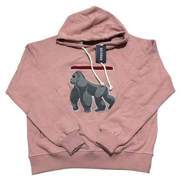 Raw Gear Size S Sweatshirt Salmon‎ Cotton Gorilla Pocket Hoodie Drawstring - Picture 1 of 8
